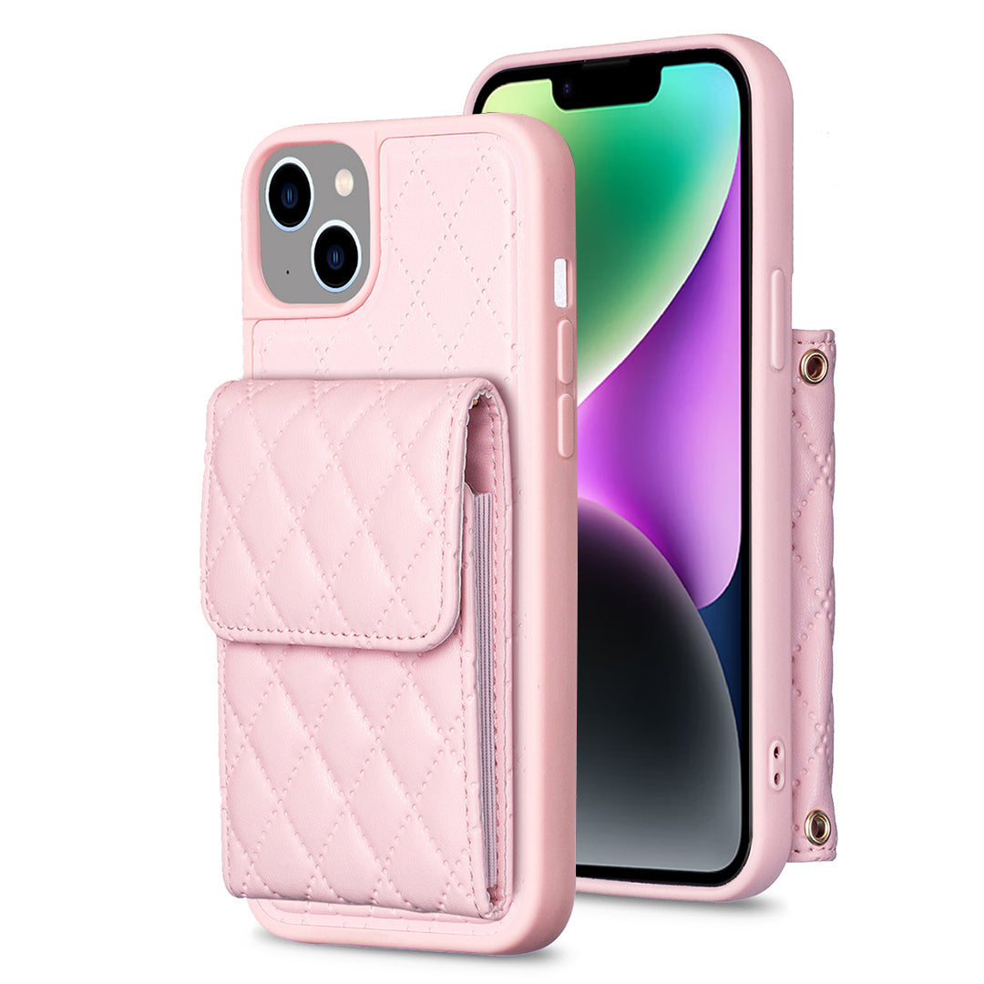 BF22-Style For iPhone 14 Plus PU Leather TPU Phone Case Vertical Card Holder Pouch Phone Cover with Strap BF22-Style For iPhone 14 Plus PU Leather TPU Phone Case Vertical Card Holder Pouch Phone Cover with Strap